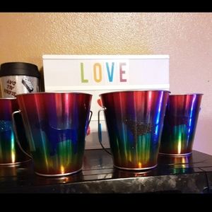 Victoria's  Secret Pink Ombre Tin Pail 4.38 in. × 2.75 in. × 4.63 in.